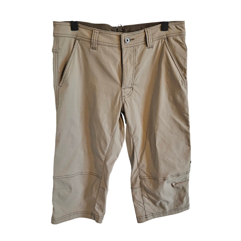 Prana Halle Knickers Tan Khaki Hiking Capri Pants Womens 32 Stretch Outdoor